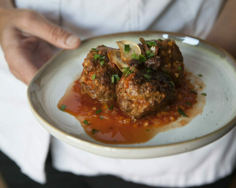 Spanish Meatballs with Spicy Red Sauce